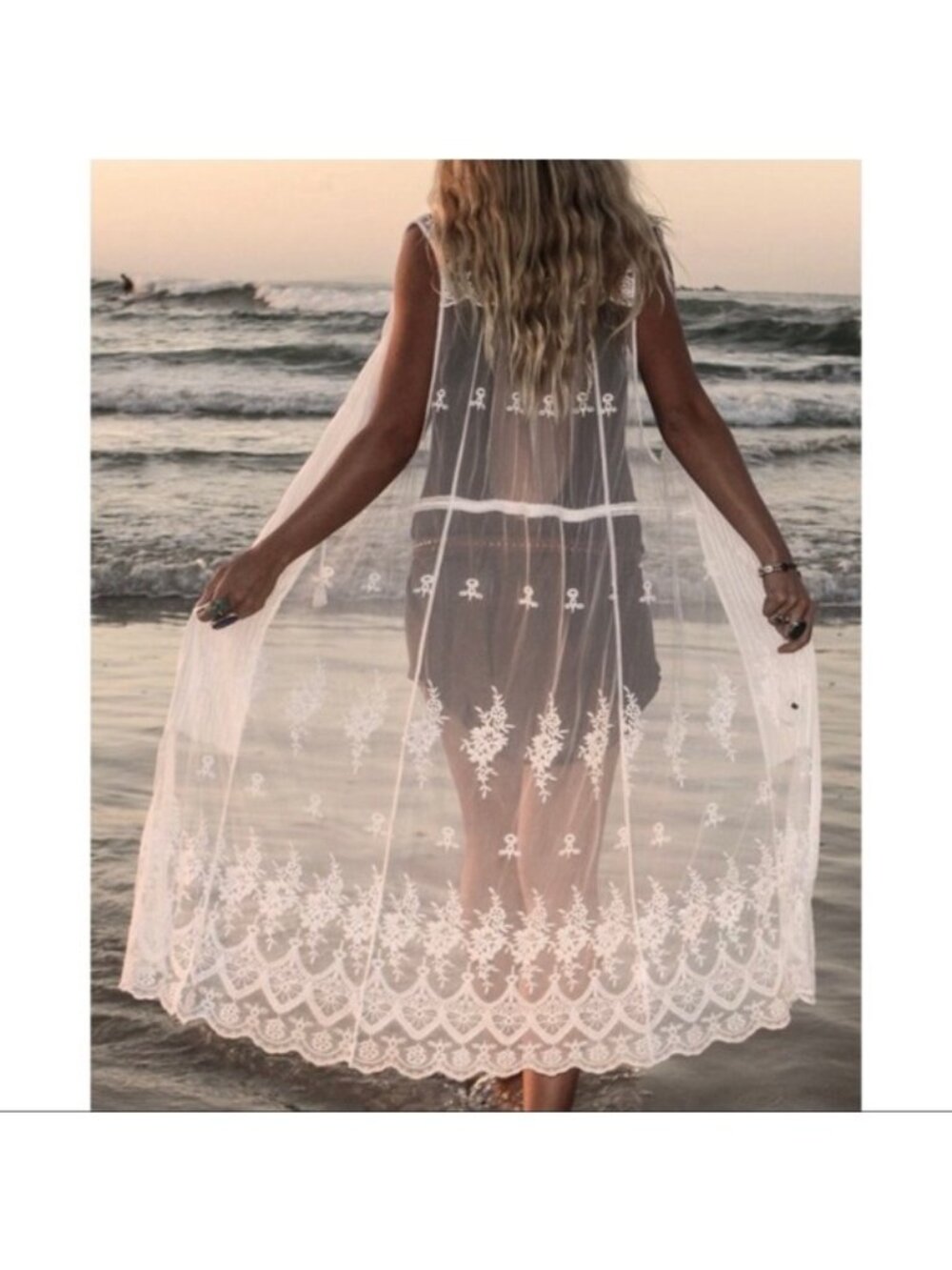 Spell VGUC Ophelia Cream Lace Duster Vest in Small